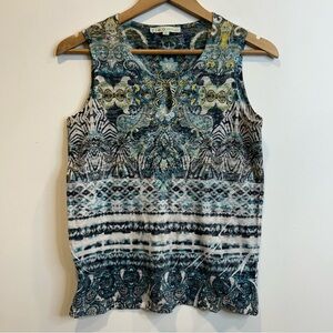 Cleo Petites Sleeveless Keyhole Tank Top Shirt Embellished